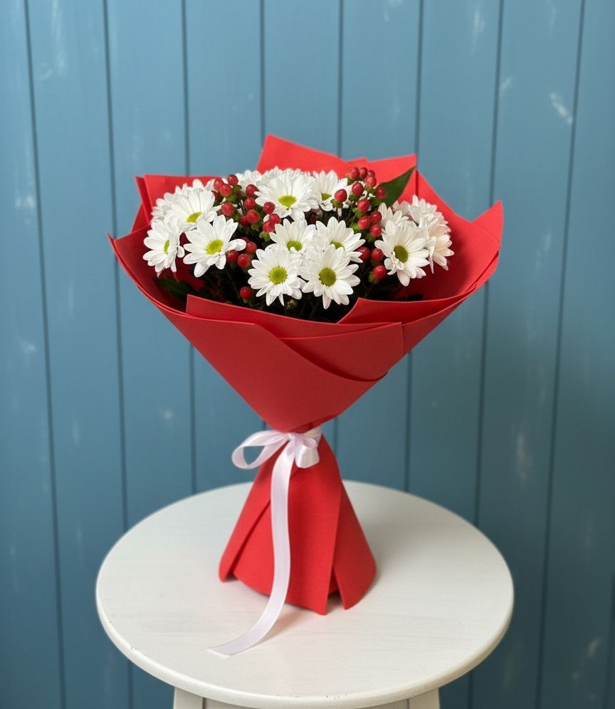 Букет ягоды на снегу в Лянторе Букет цветов из: Хризантемы в Лянторе