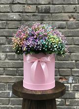 Композиция Яркие эмоции #REPLACE_PRED# Лянторе Цветочная композиция из Гипсофила и Розы в шляпной коробке #REPLACE_PRED# Лянторе