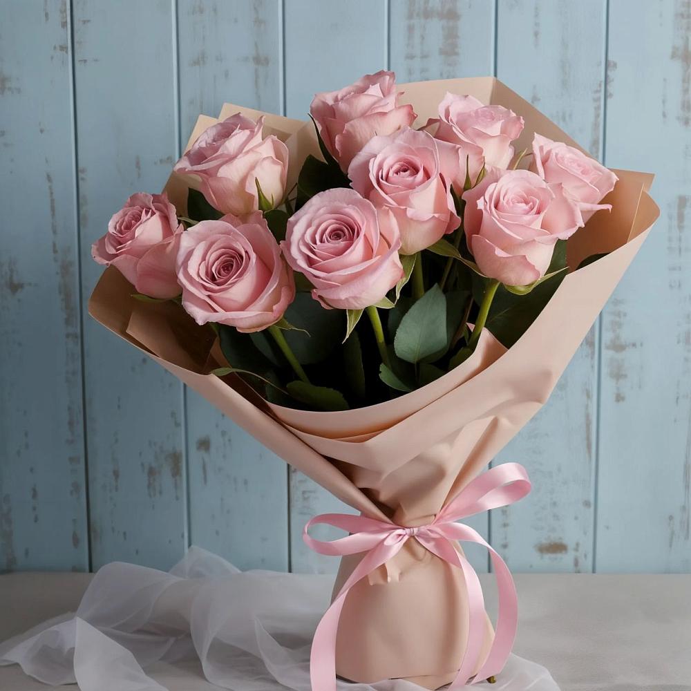 9 розовых роз в Лянторе Букет цветов из: Розы в Лянторе