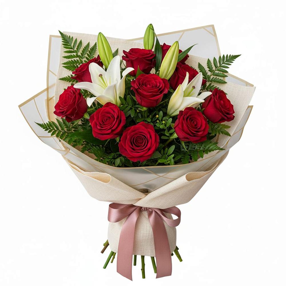 Букет высокая поэзия в Лянторе Букет цветов из: Лилии и Розы в Лянторе