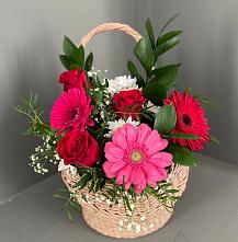 Цветочная композиция из Розы, Хризантемы и Герберы в корзине #REPLACE_PRED# Лянторе