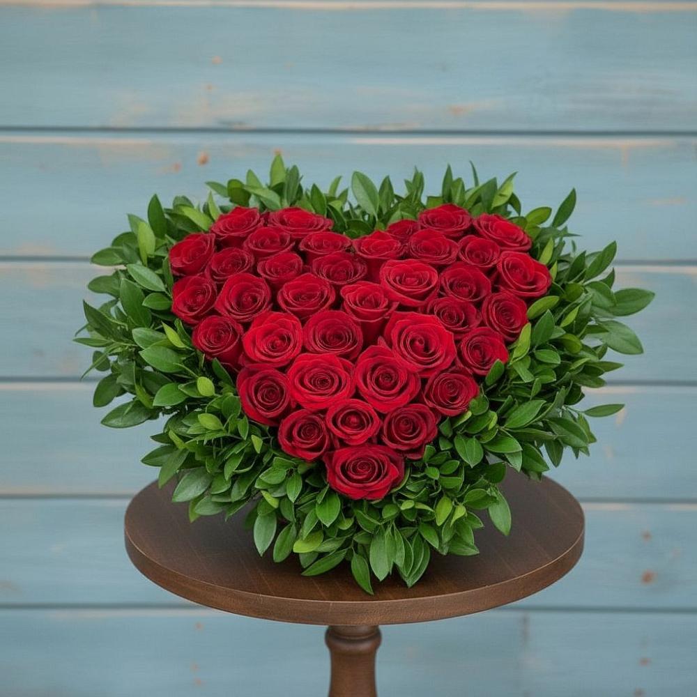 Композиция Сердце в любви в Лянторе Цветочная композиция из Розы в виде сердца в Лянторе