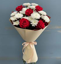 Букет романтическая гармония в Лянторе Букет цветов из:  Розы и Хризантемы в Лянторе